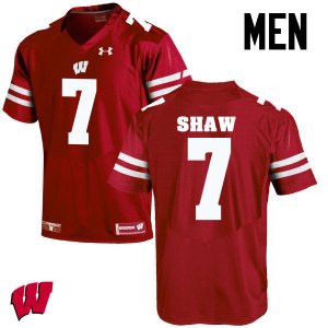 Men's Wisconsin Badgers NCAA #7 Bradrick Shaw Red Authentic Under Armour Stitched College Football Jersey DY31X50AD